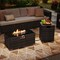 Outdoor 2-in-1 PE Rattan Fire Pit Table Set with Propane Tank Holder Lava Rocks